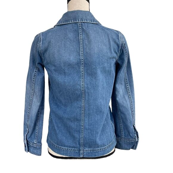 Madewell X-Small Jean Jacket Button Up Pockets Long Sleeve Denim Collared Blue - Picture 5 of 9